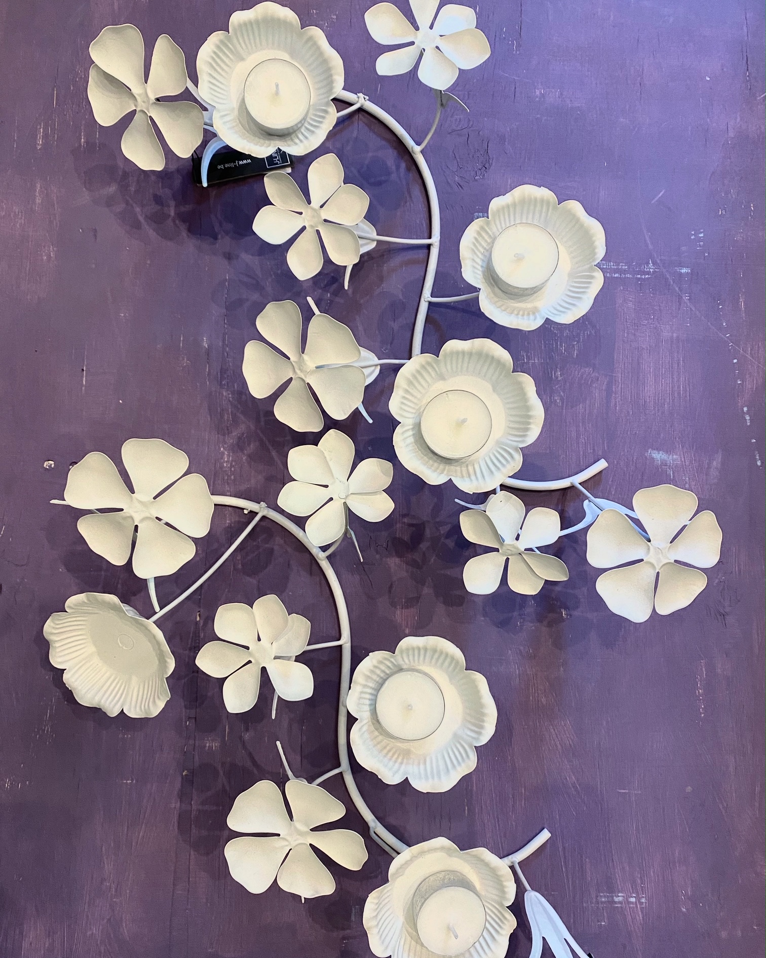 Centro metal flores blanco